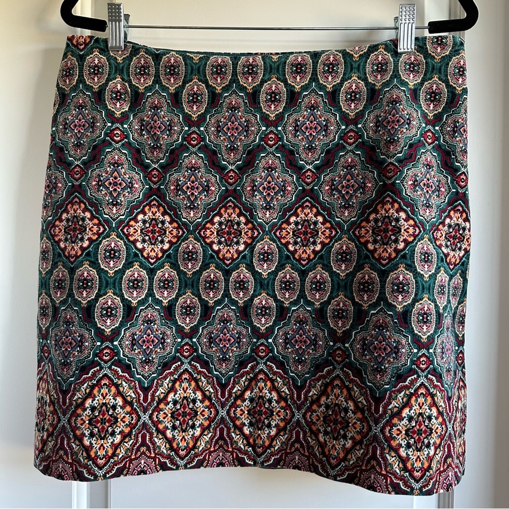 LOFT 14P Medallion Patterned Stretch Corduroy Min… - image 1